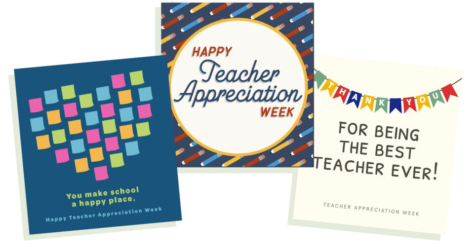 Sample of Teacher Appreciation Week eCards.